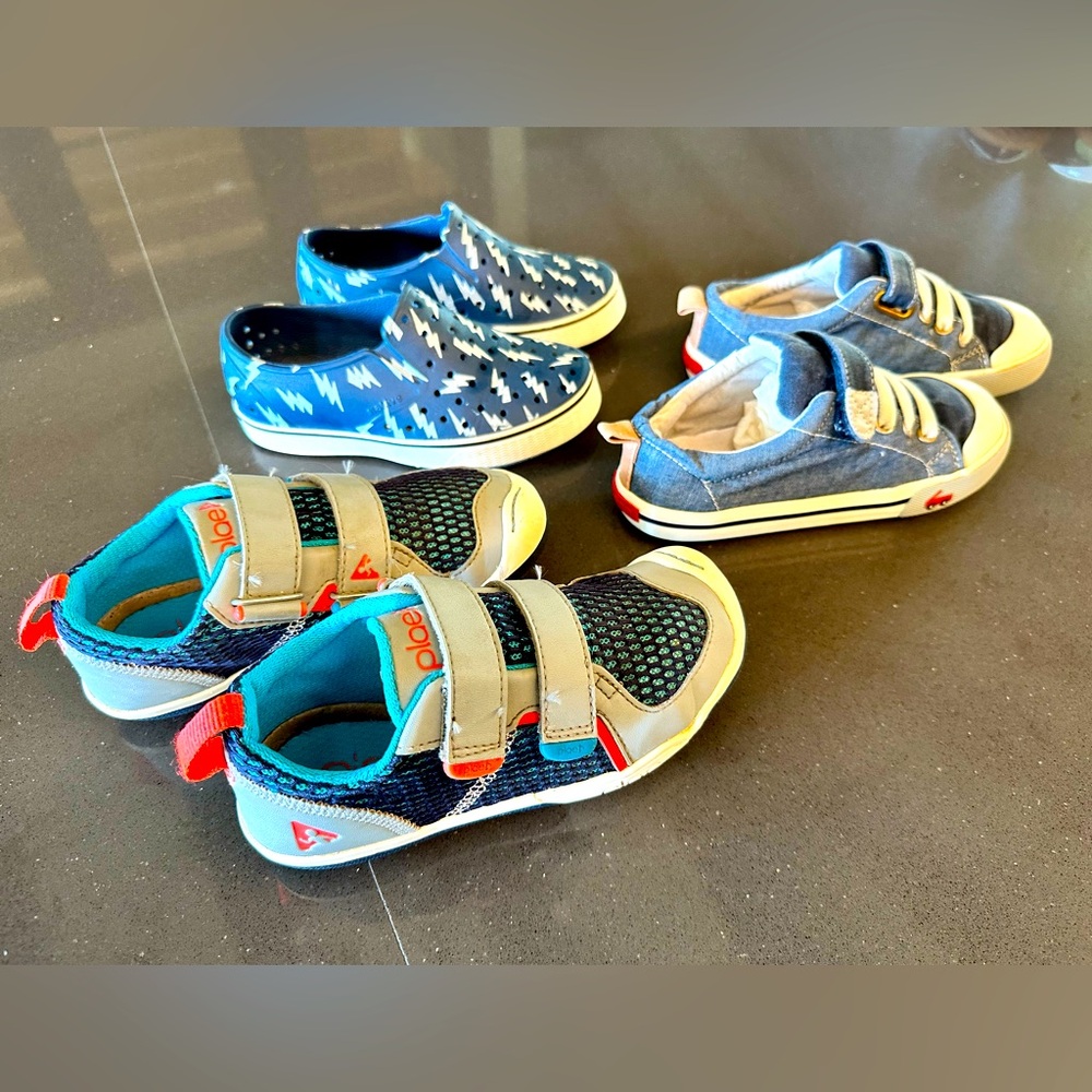 Lot of 3 size 12 boys shoes: Plae TY (12), Native Miller (12), See Kai Run (12)